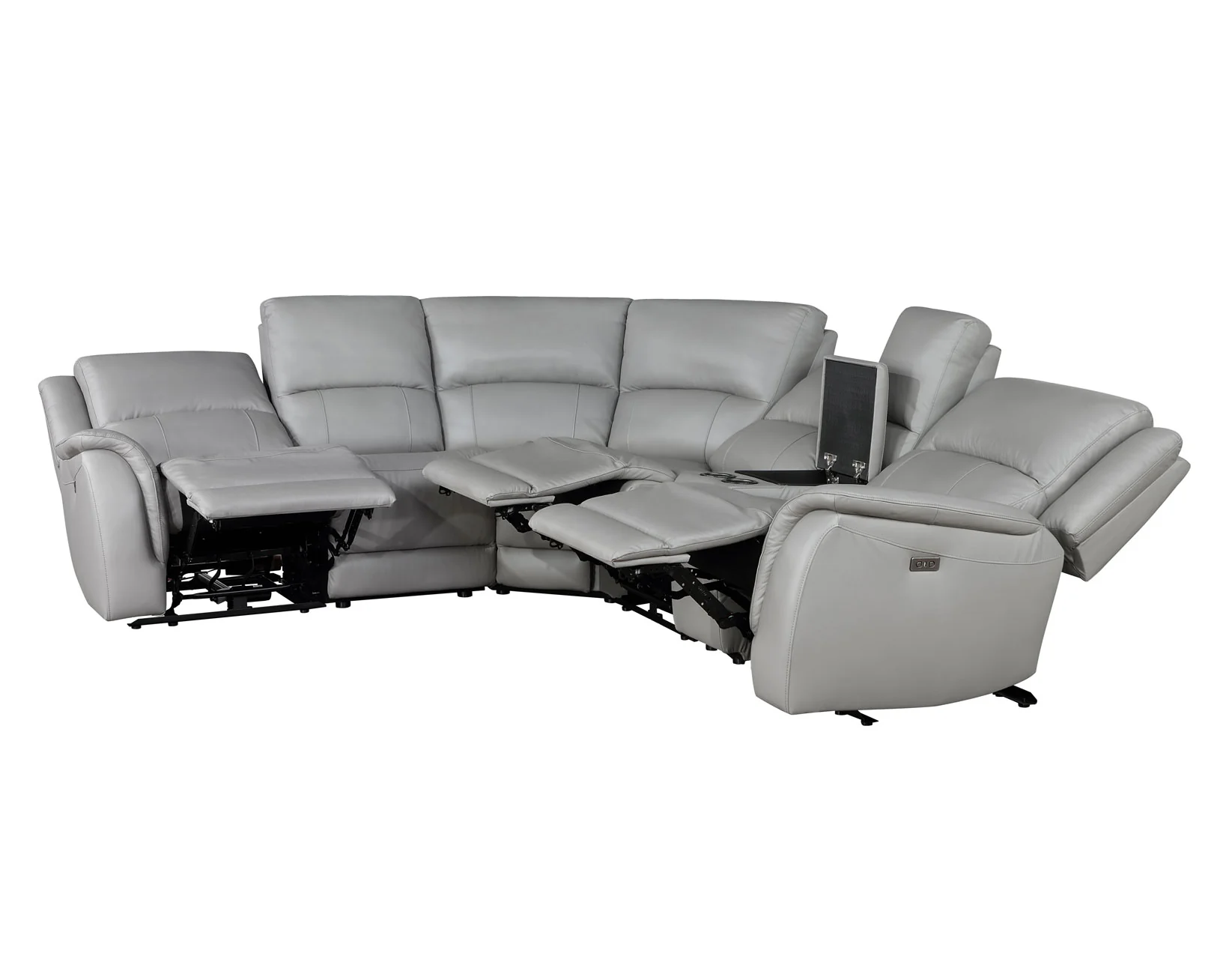 Adrian 6 Piece Stone Leather Power Sectional - Image 4
