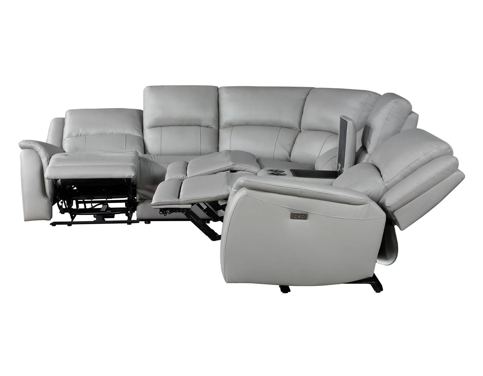 Adrian 6 Piece Stone Leather Power Sectional - Image 5