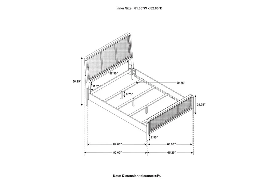 Arianna Sand Rattan Queen Bed - Image 11