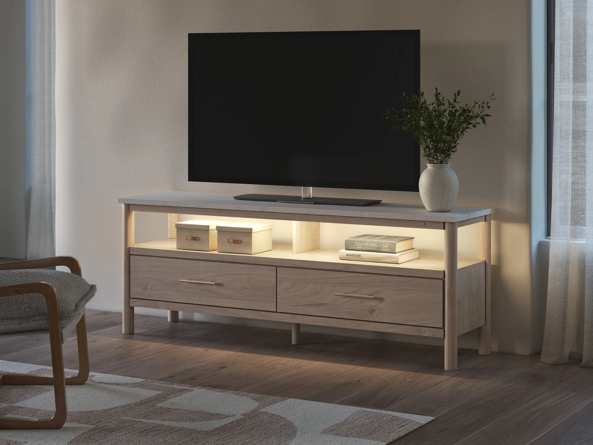 Cadyn Extra Large Light Tv Stand - Image 9