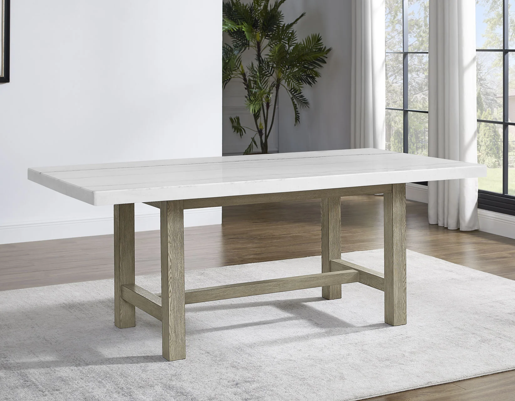 Carley Rectangle Marble Top Dining Table - Image 7