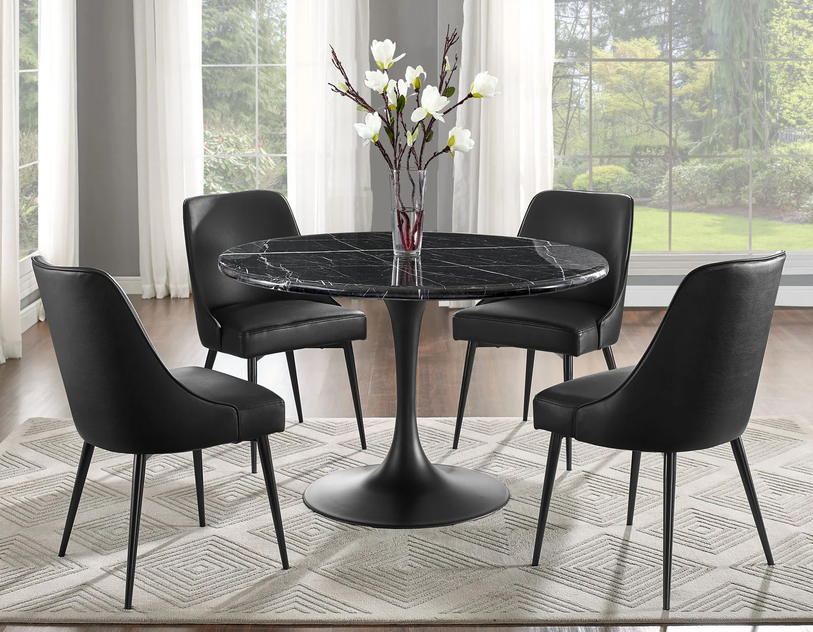 Colby Black Leatherette Dining Chairs (pr) - Image 3