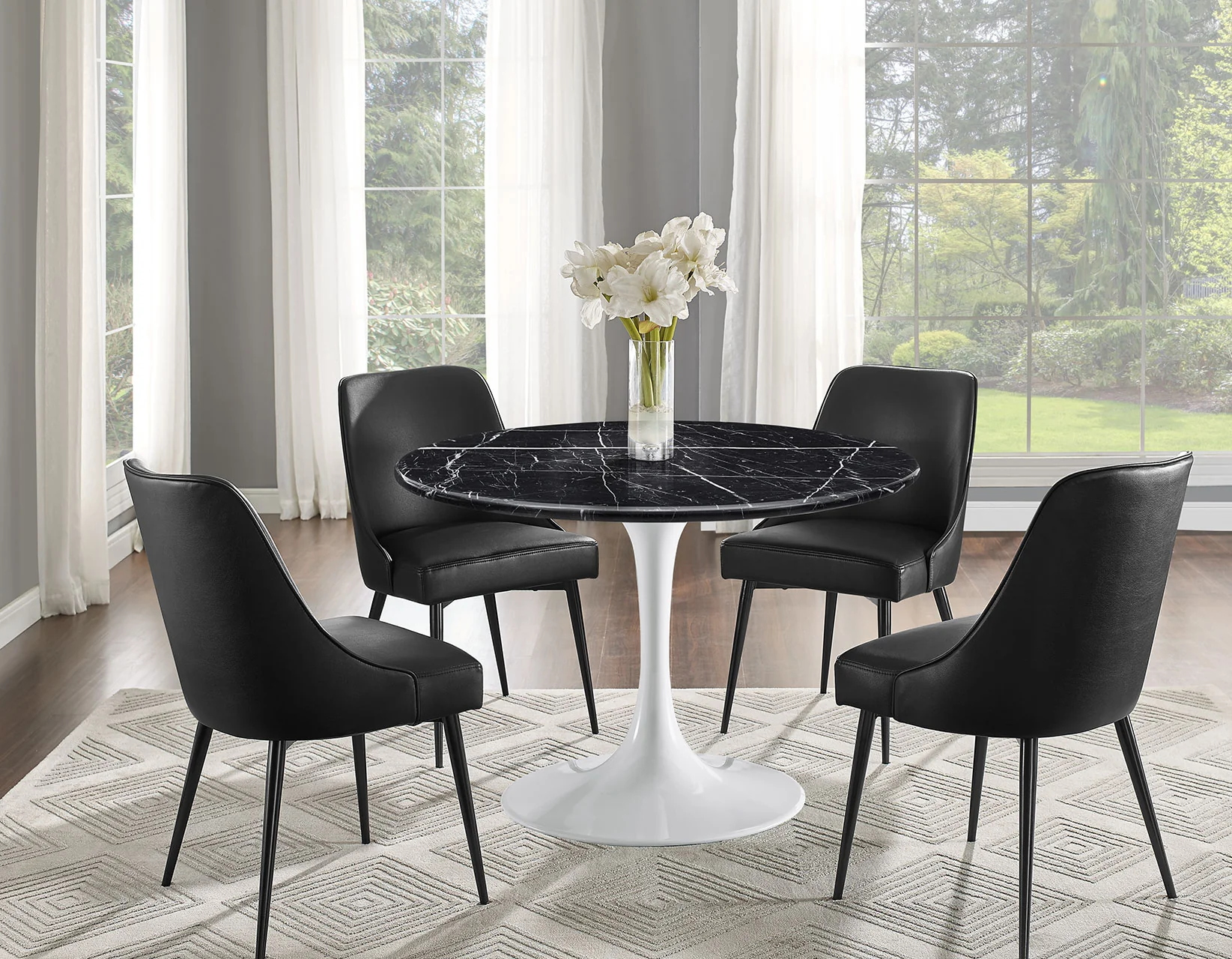 Colby Black Leatherette Dining Chairs (pr) - Image 4