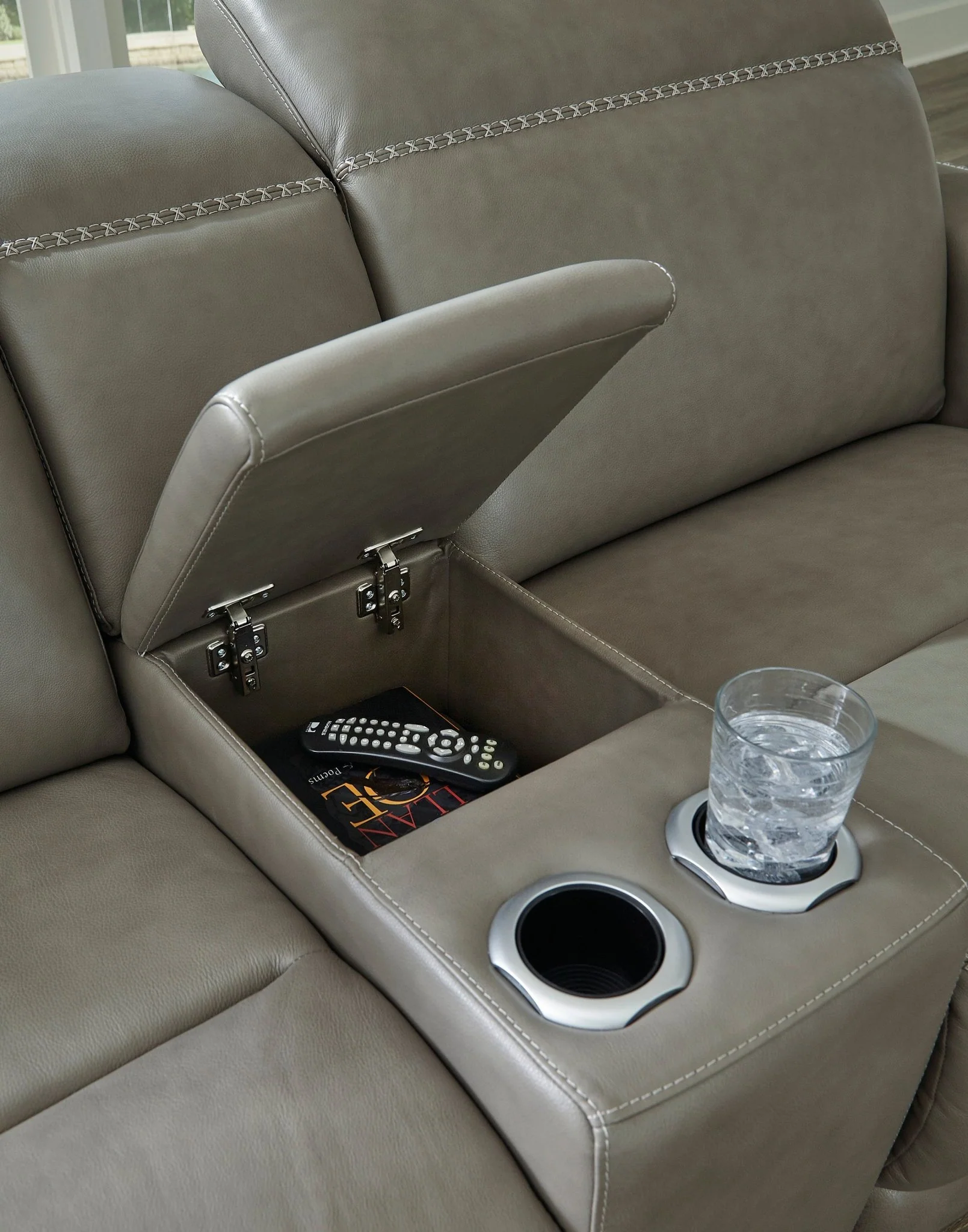 Cori 2 PC Leather Sofa W/Console - Image 3