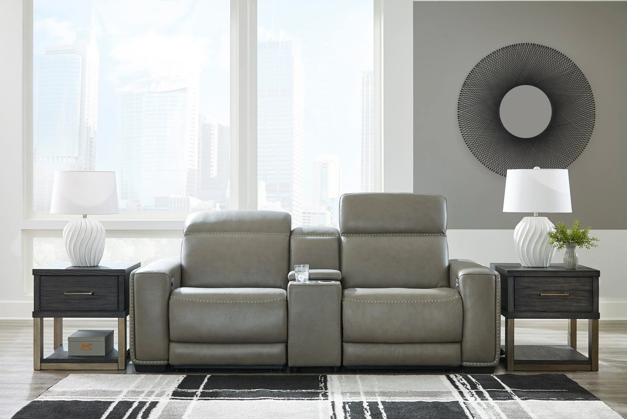 Cori 2 PC Leather Sofa W/Console - Image 6