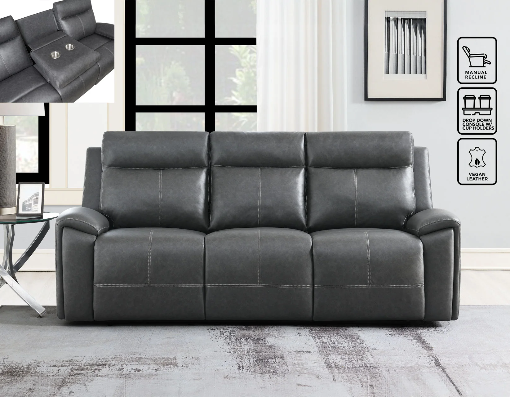Gavin Reclining Sofa with Drop-Down Console - Image 3