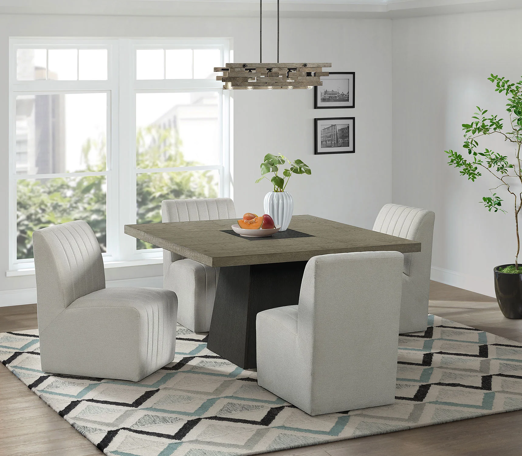 Jessica 54" Square Dining Bench Set (5 pieces)