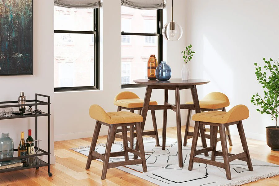 Lynn Mustard Upholstered Counter Stools (Set of 2) - Image 12