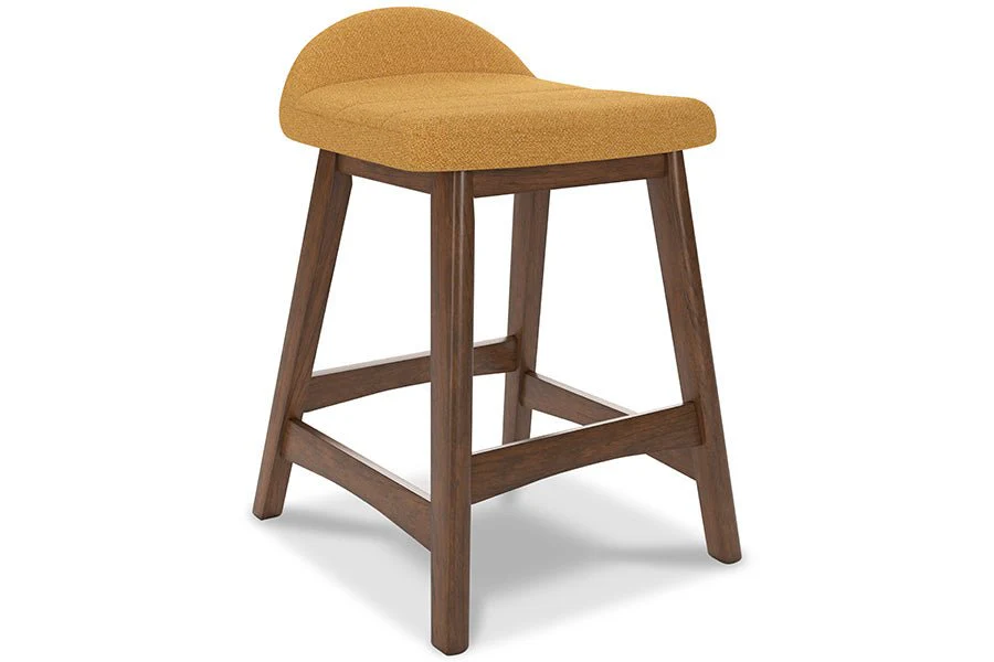 Lynn Mustard Upholstered Counter Stools (Set of 2) - Image 3