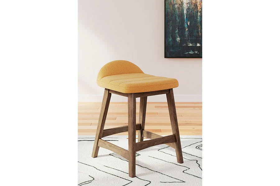 Lynn Mustard Upholstered Counter Stools (Set of 2) - Image 9