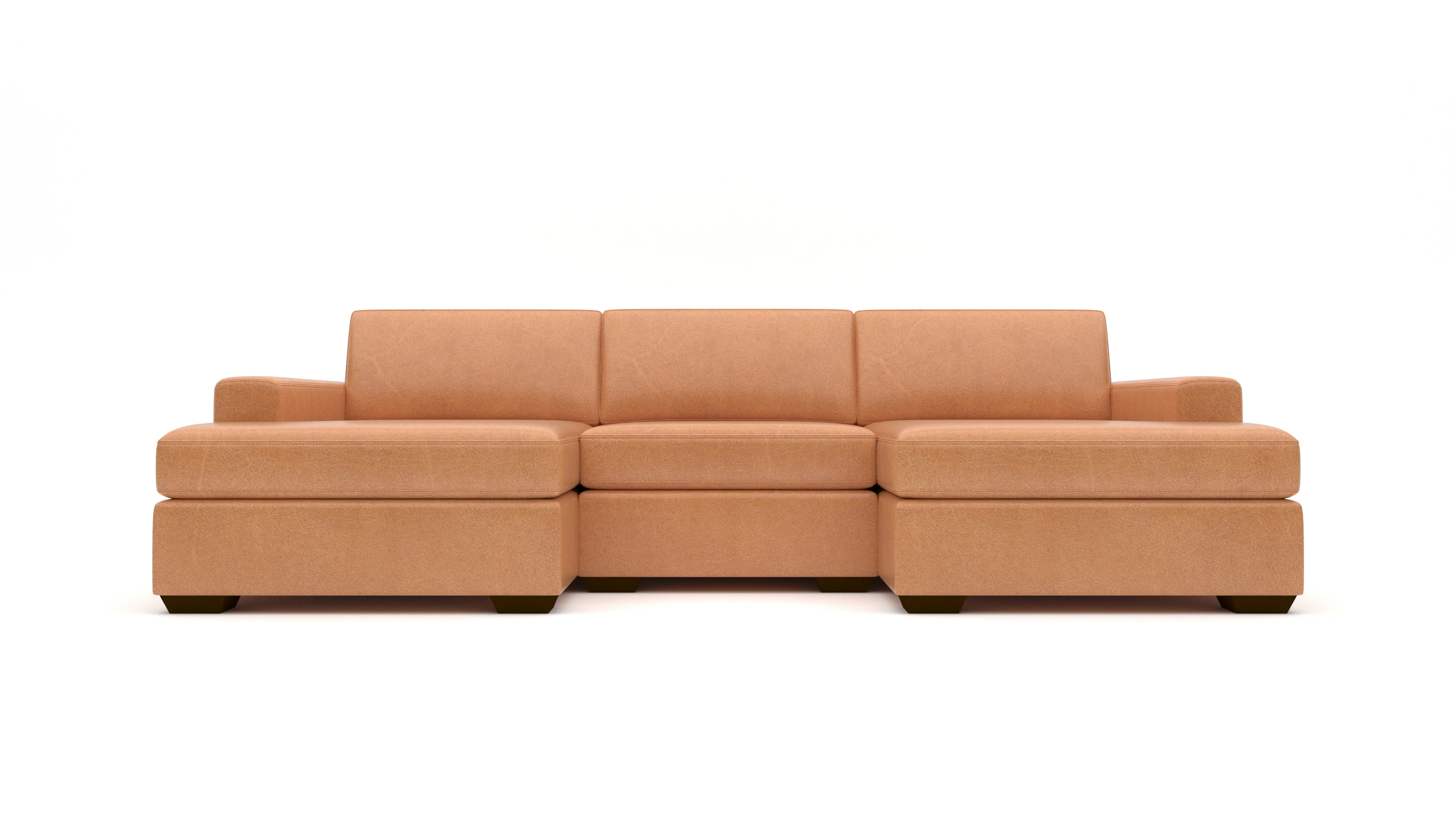 Mas Mesa 122" Deep Leather Double Chaise With Armless Chair - Image 3