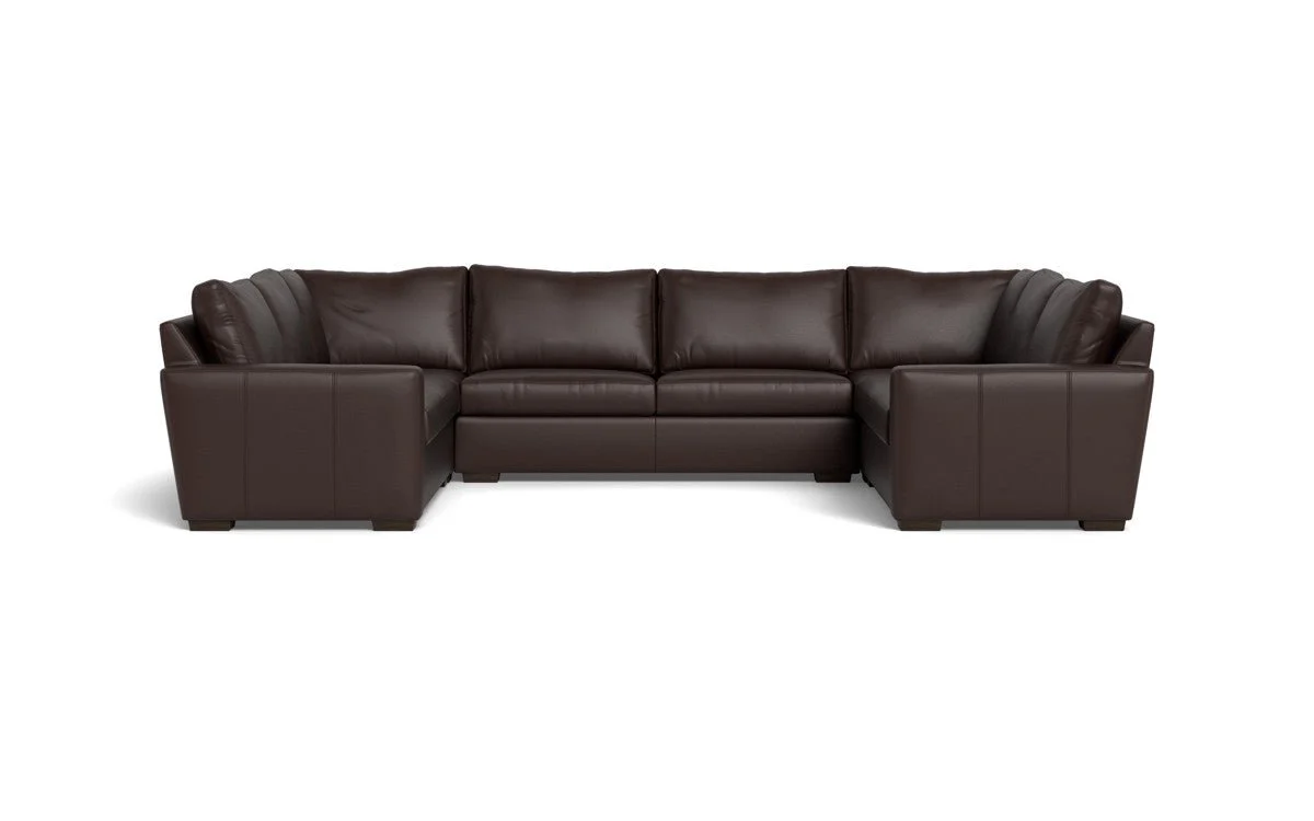 Mas Mesa 166" Deep Leather Condo U Sectional - Image 35