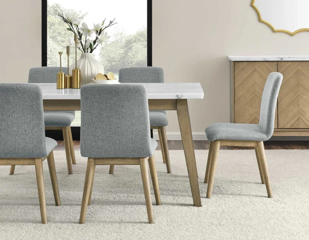 Vienna 72" Marble Top Blonde Dining Table - Image 4