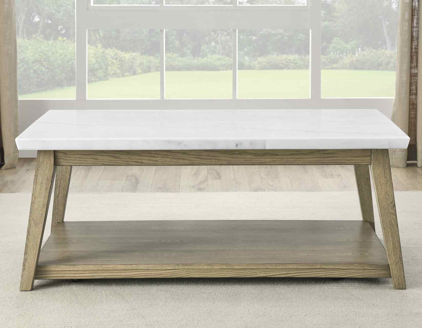 Vienna Blonde Marble Top Coffee Table w/Casters - Image 3