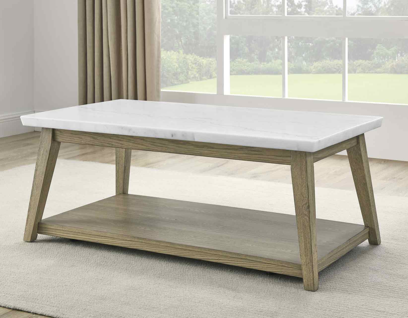 Vienna Blonde Marble Top Coffee Table w/Casters - Image 5