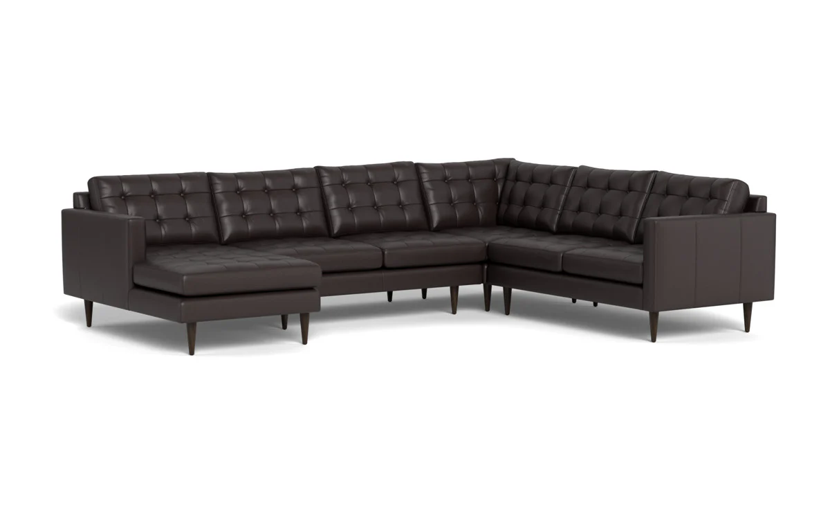Wallace 130" Leather Corner Sectionals w. Left Chaise - Image 42