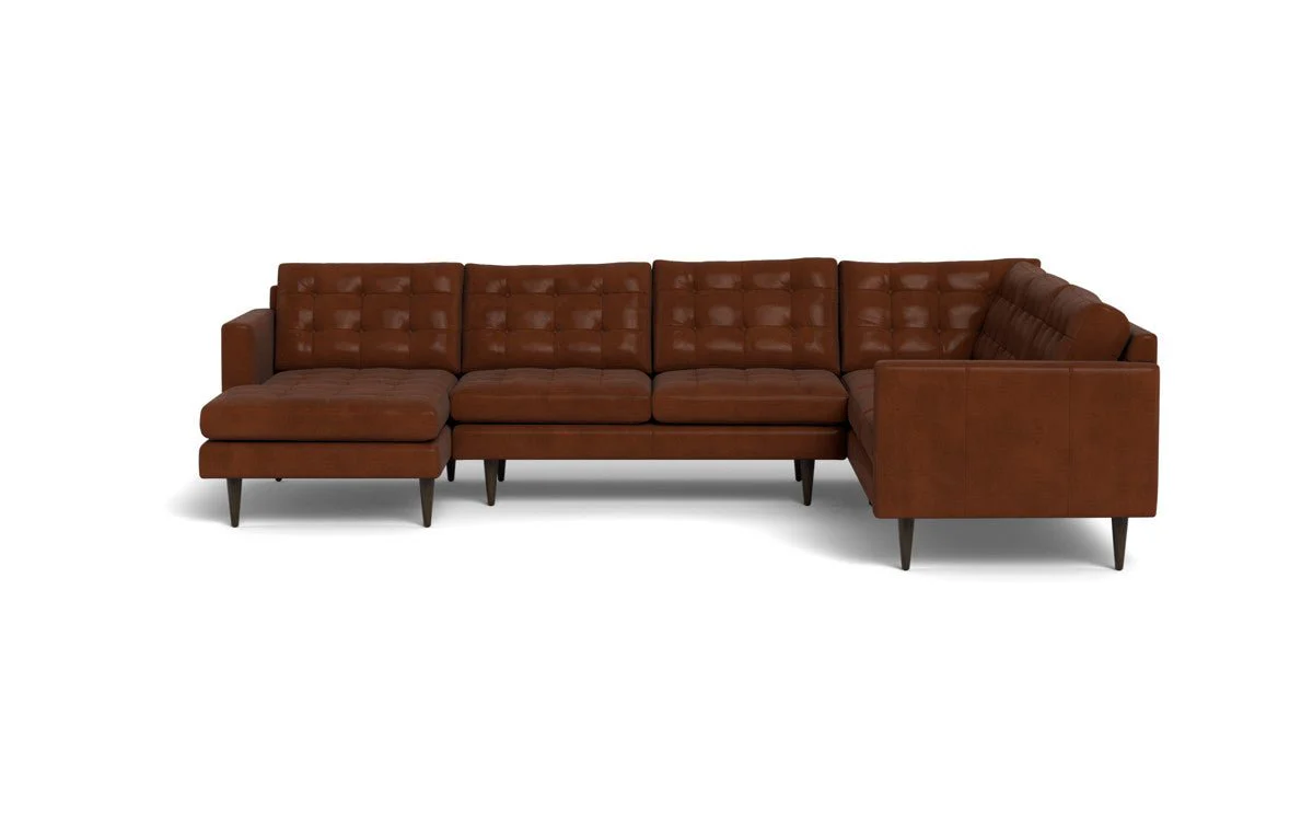 Wallace 130" Leather Corner Sectionals w. Left Chaise - Image 8