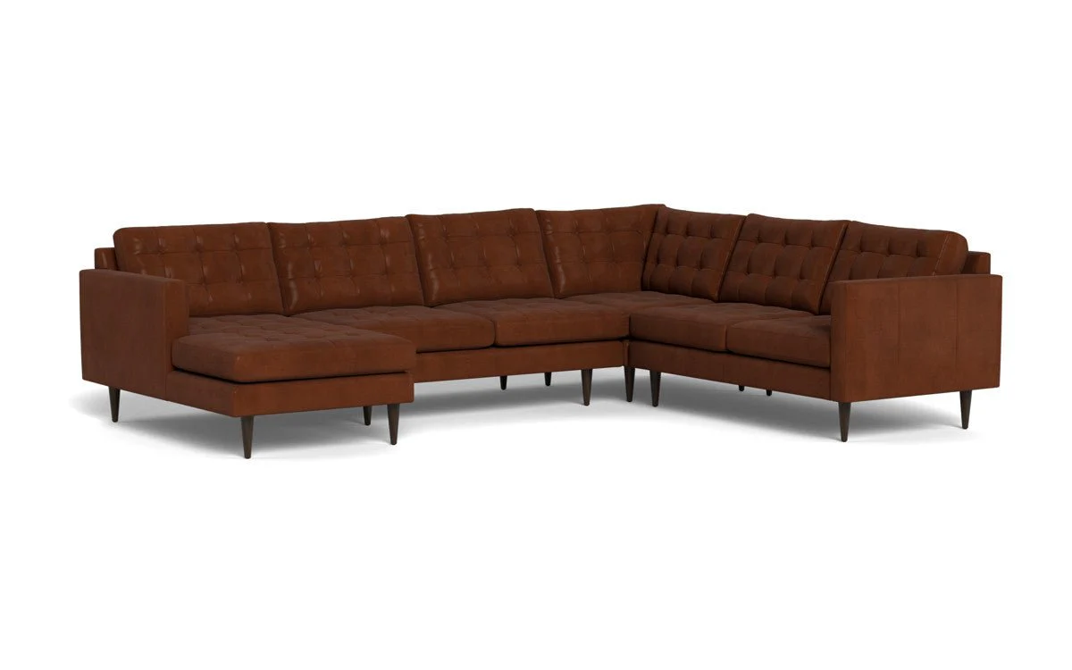Wallace 130" Leather Corner Sectionals w. Left Chaise - Image 9