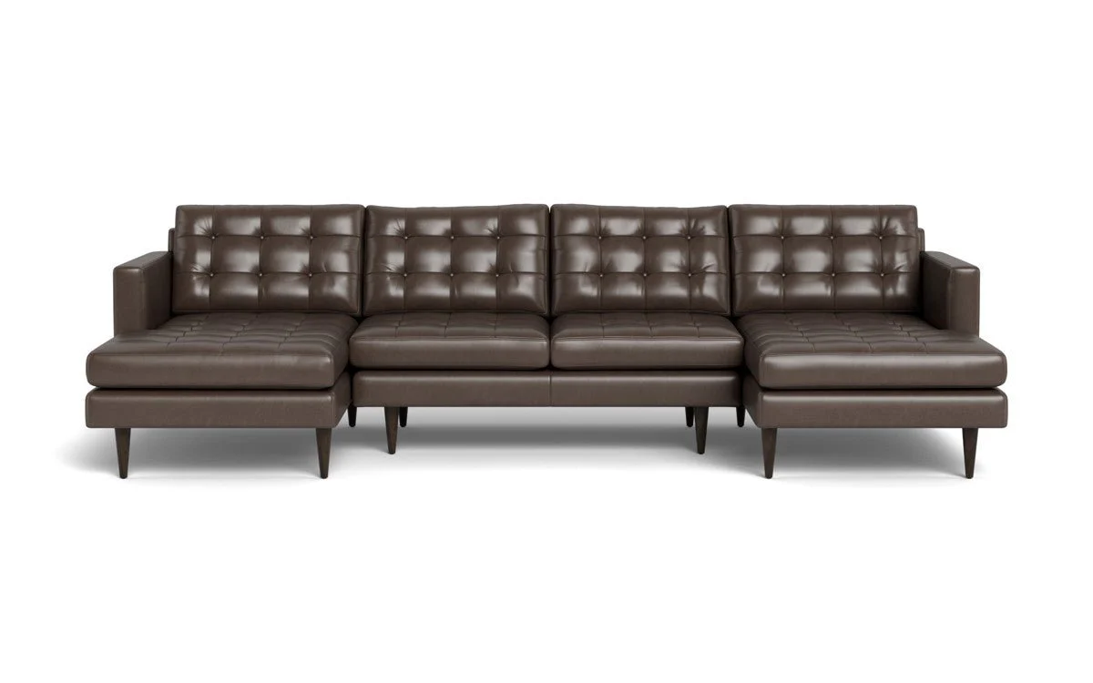 Wallace 126" Leather Double Chaise U Sectional - Image 11