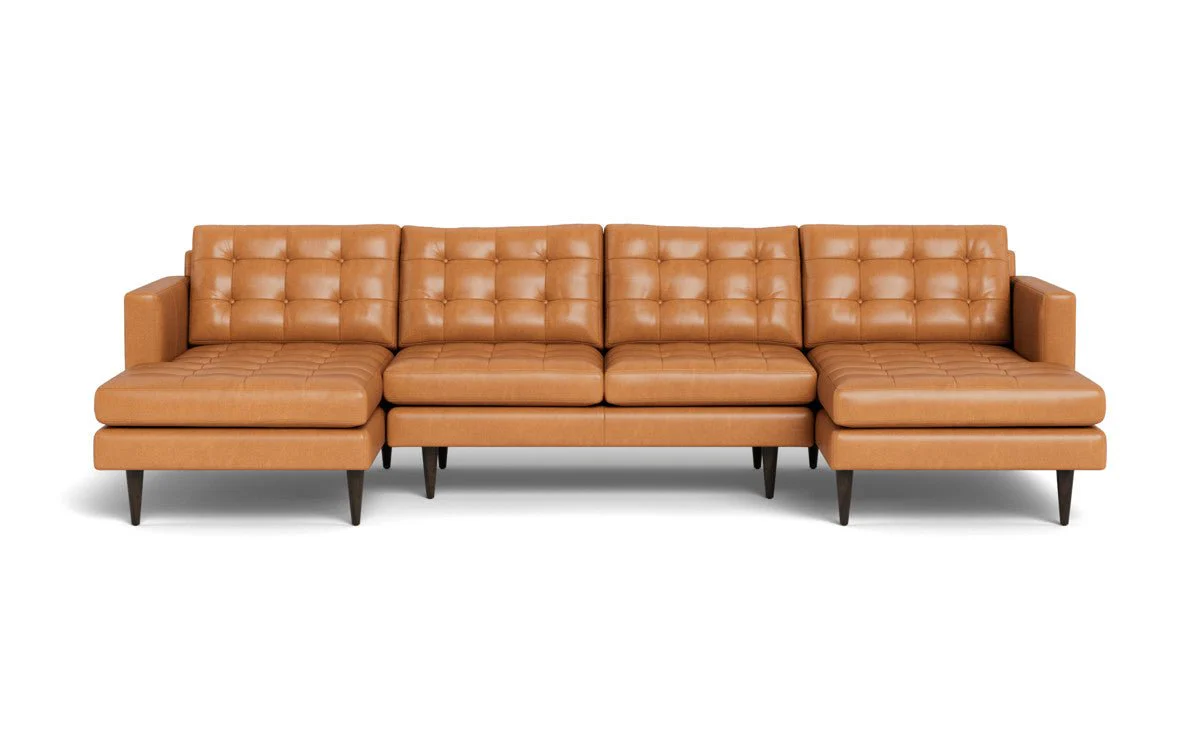 Wallace 126" Leather Double Chaise U Sectional - Image 17