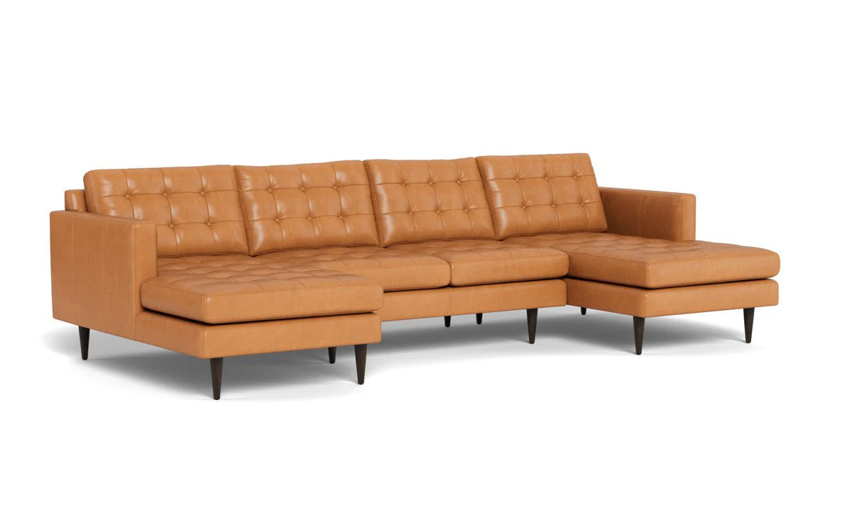 Wallace 126" Leather Double Chaise U Sectional - Image 18