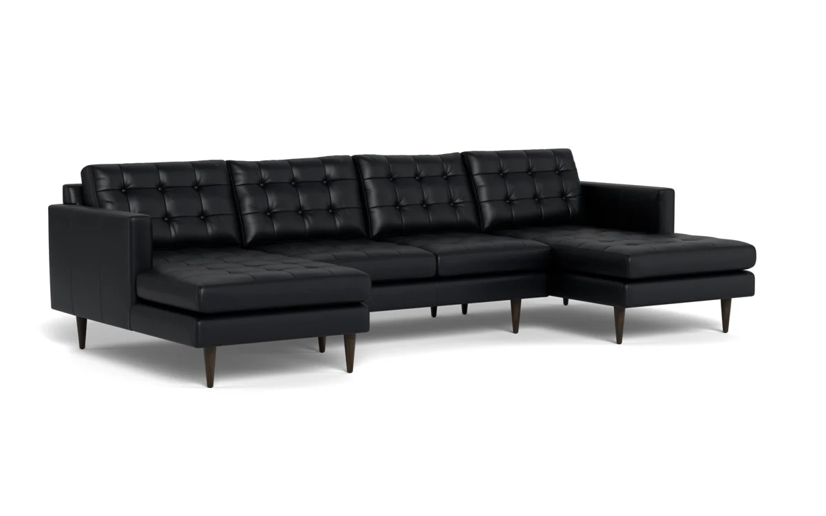 Wallace 126" Leather Double Chaise U Sectional - Image 21