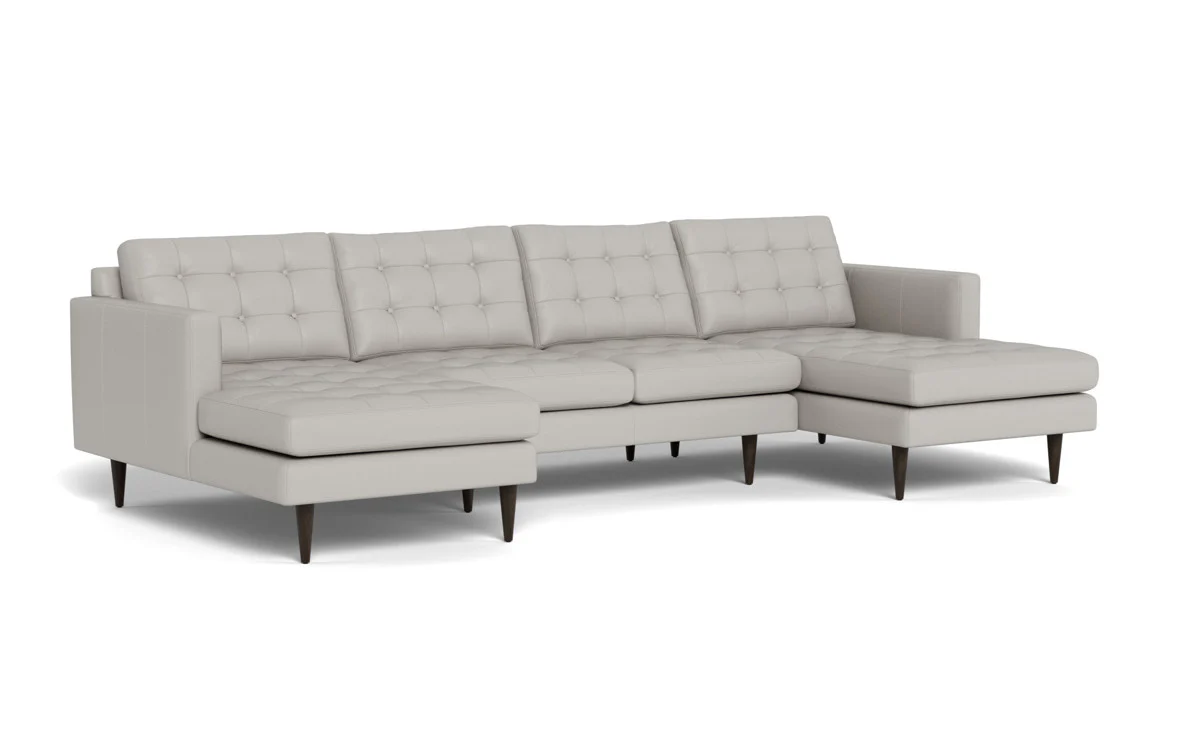 Wallace 126" Leather Double Chaise U Sectional - Image 24