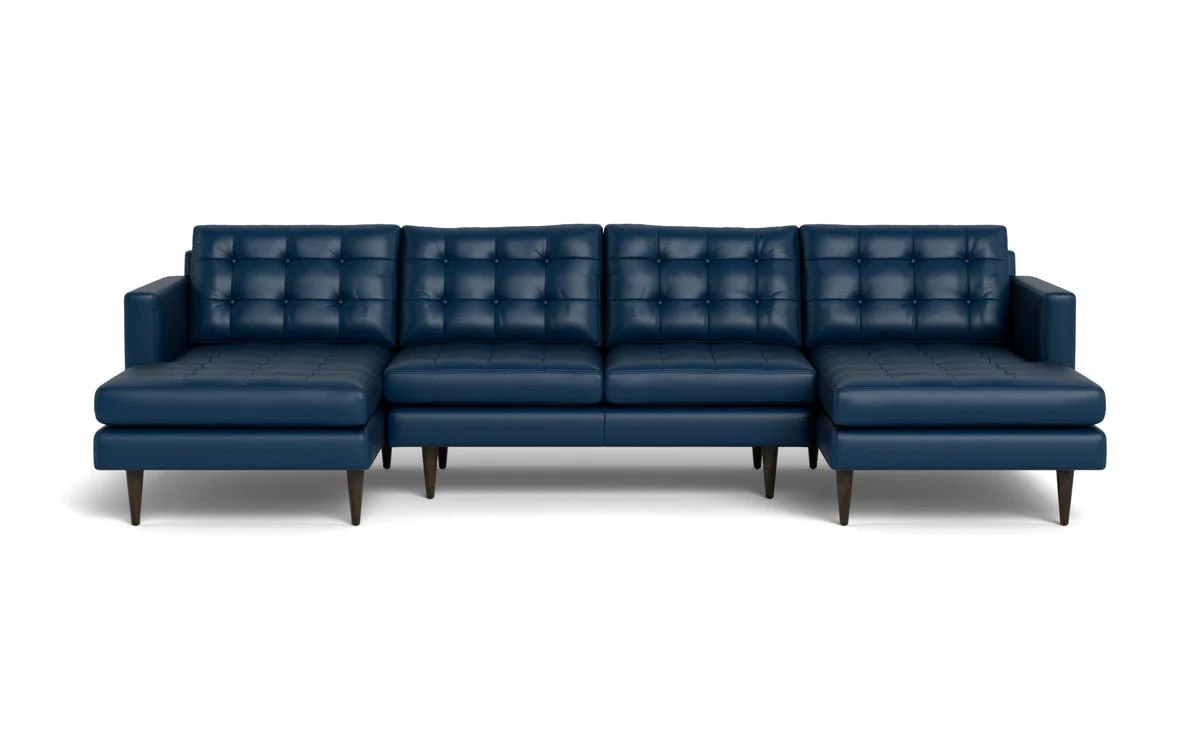 Wallace 126" Leather Double Chaise U Sectional - Image 29