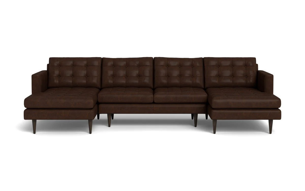Wallace 126" Leather Double Chaise U Sectional - Image 3