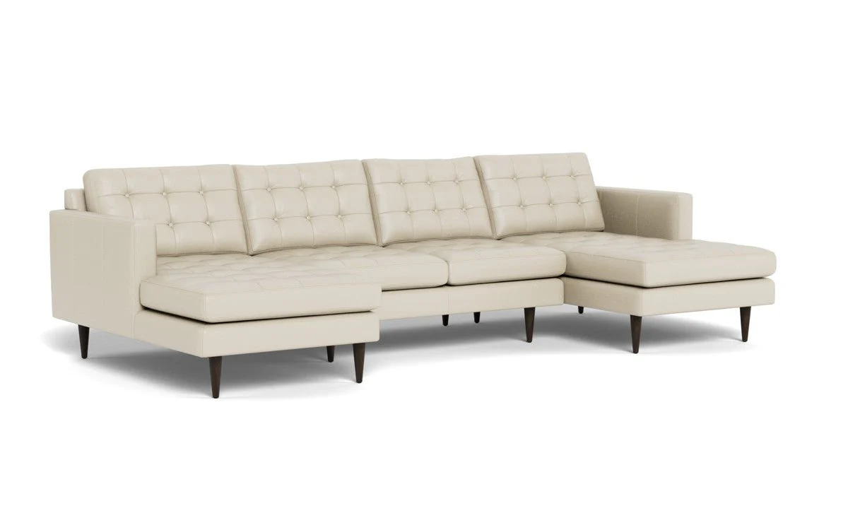 Wallace 126" Leather Double Chaise U Sectional - Image 33