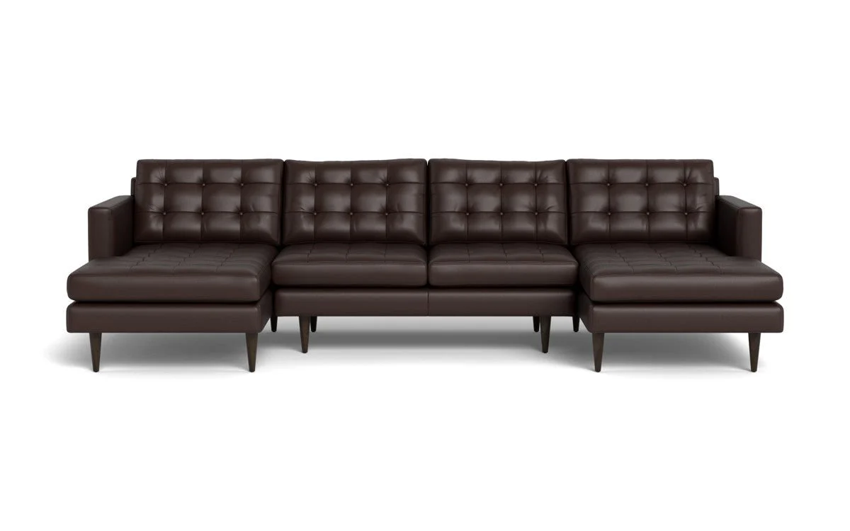 Wallace 126" Leather Double Chaise U Sectional - Image 35