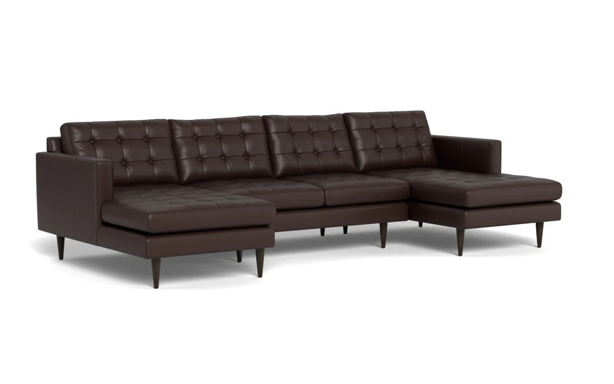 Wallace 126" Leather Double Chaise U Sectional - Image 36