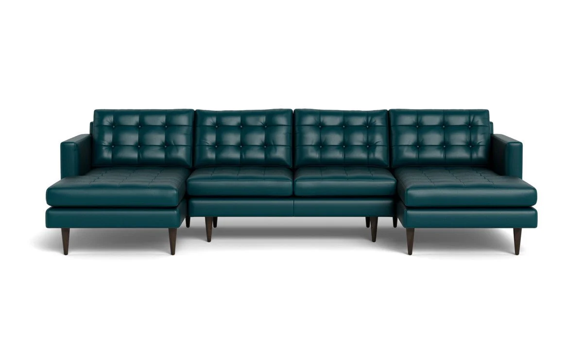 Wallace 126" Leather Double Chaise U Sectional - Image 38