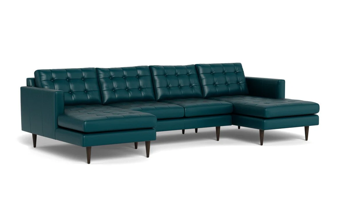 Wallace 126" Leather Double Chaise U Sectional - Image 39