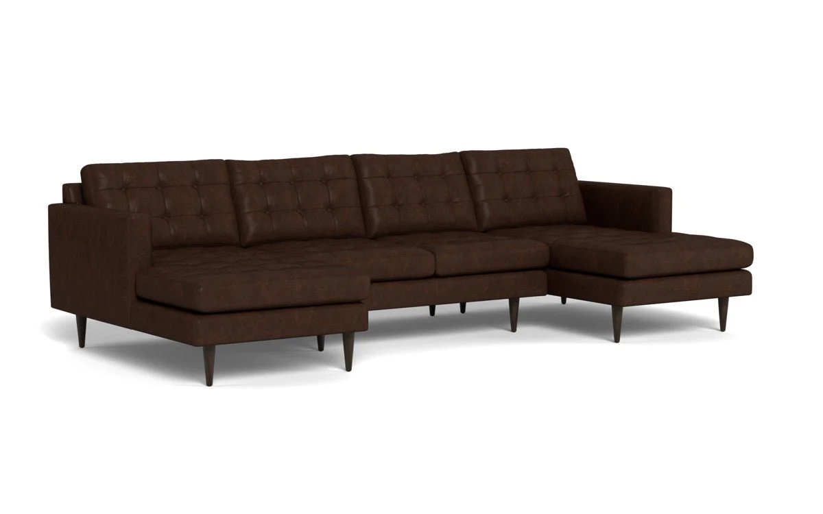 Wallace 126" Leather Double Chaise U Sectional - Image 4