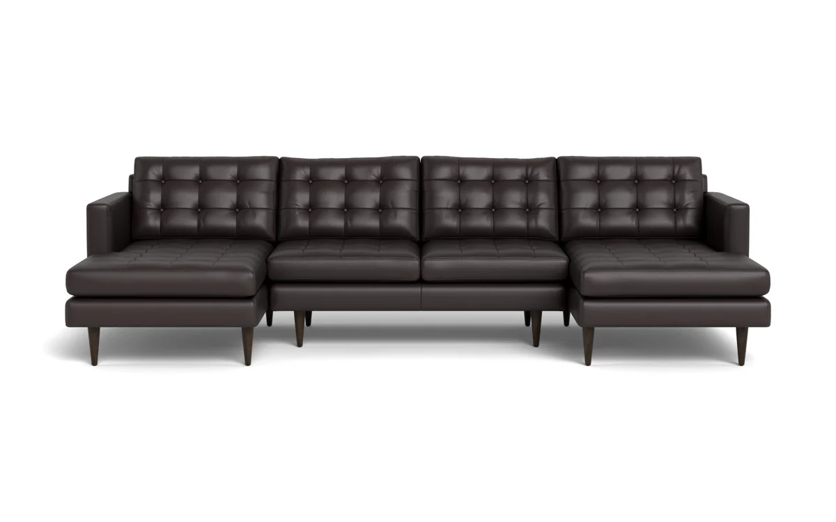 Wallace 126" Leather Double Chaise U Sectional - Image 41