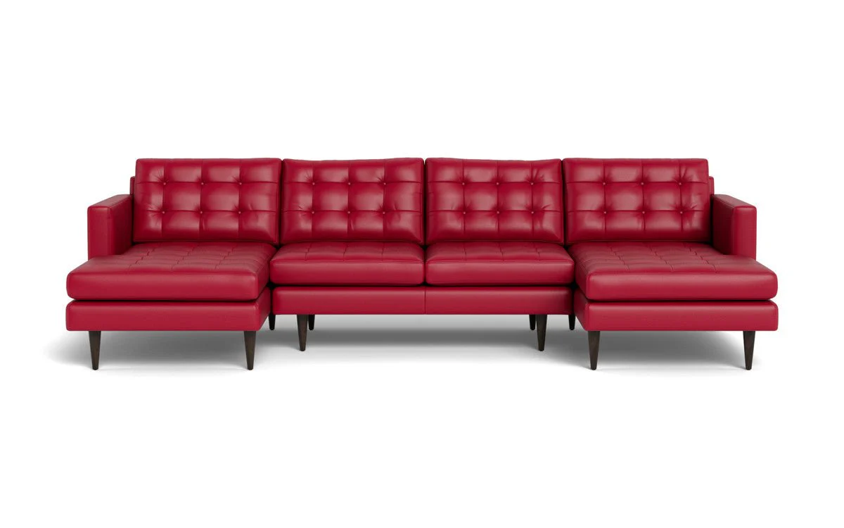 Wallace 126" Leather Double Chaise U Sectional - Image 44