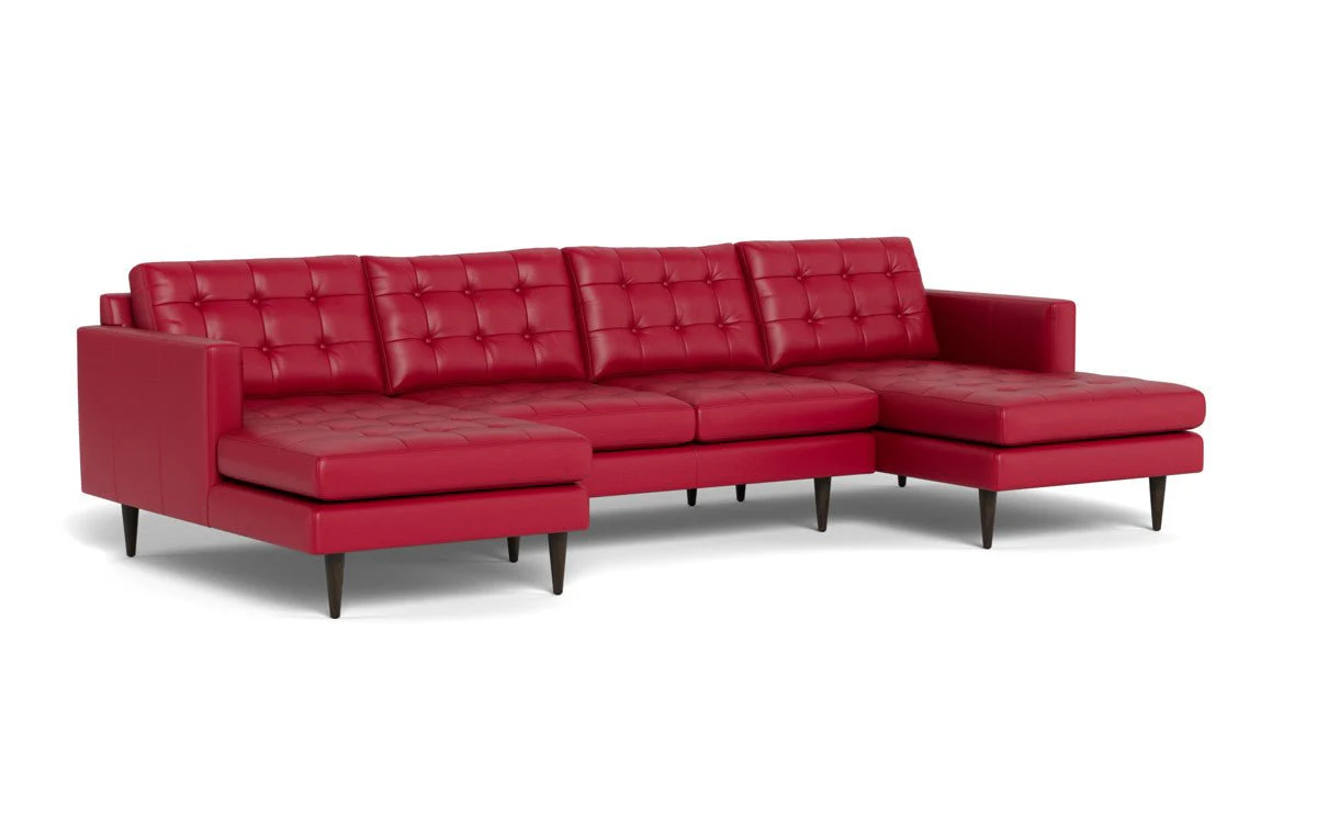 Wallace 126" Leather Double Chaise U Sectional - Image 45