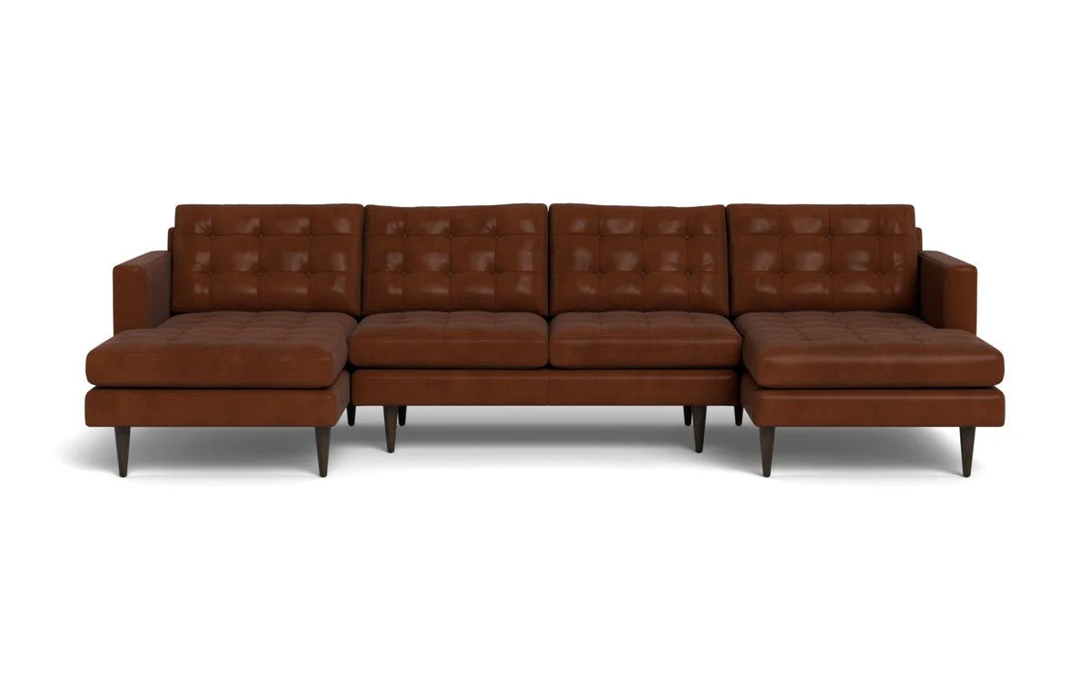 Wallace 126" Leather Double Chaise U Sectional - Image 8